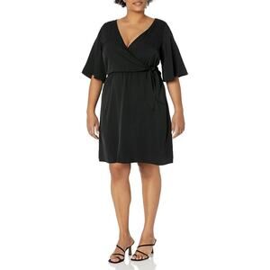 City‎ Chic Carly Dress Faux Wrap Short sleeve XL womens 22W black NWT